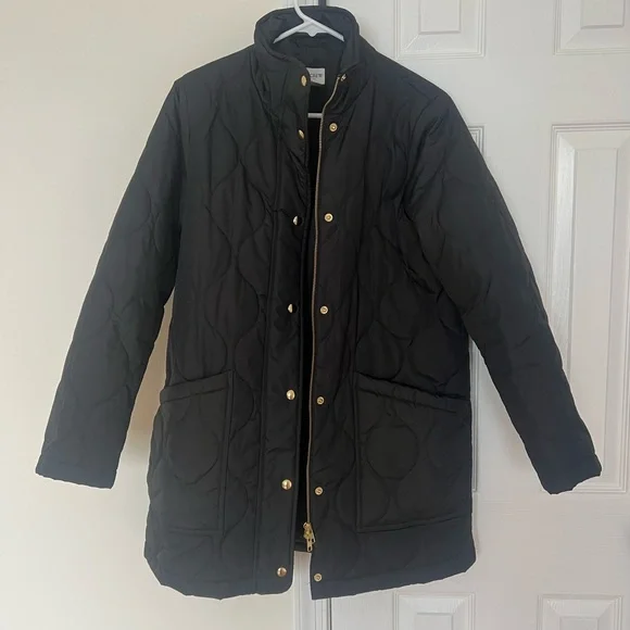 J Crew Black Quilted Coat, Womens Small - Picture 4 of 7